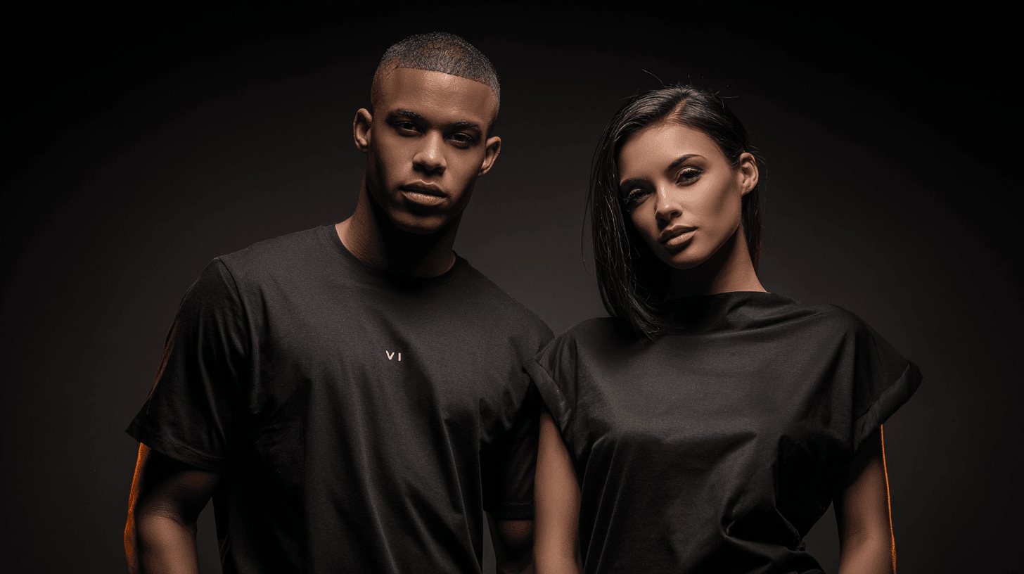 Fashion models in black clothing